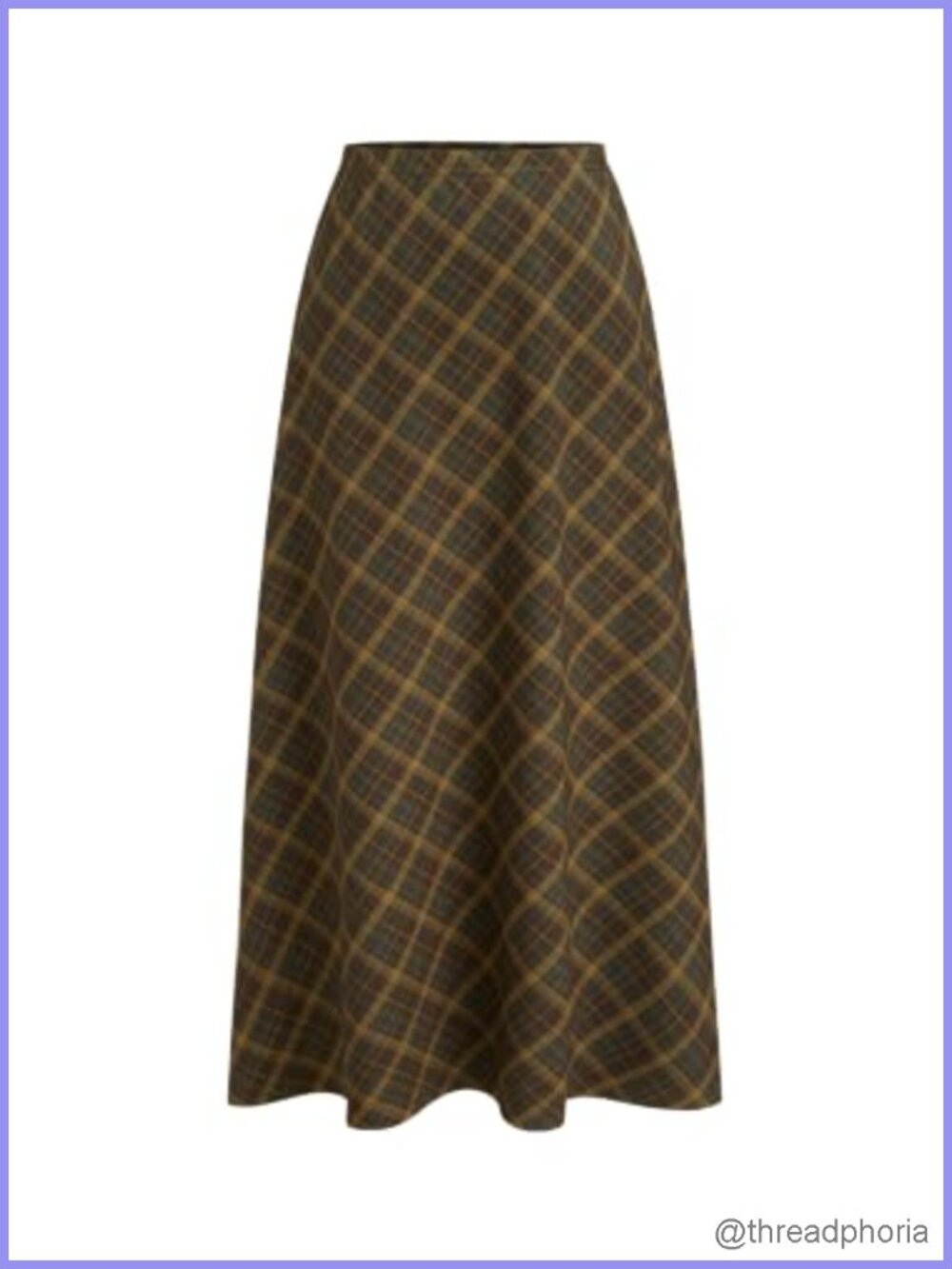 Plaid A-Line Pleated Maxi Skirt High Rise Polyester Blend